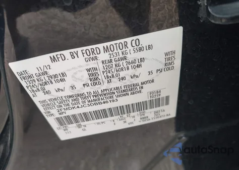 2013 Ford Edge Sel from USA, damaged, VIN 2FMDK4JC3DBB46193